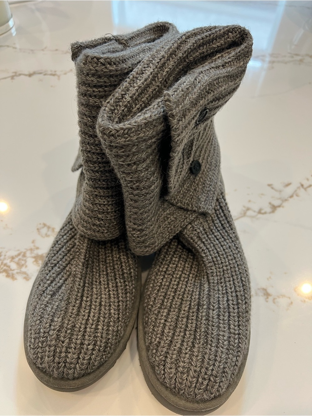 UGG Knit Fold-Over Cozy Boots - Gray